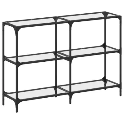 vidaXL Konzolna mizica s stekleno površino 118,5x30x81 cm jeklo
