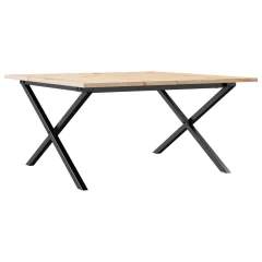 vidaXL Klubska mizica X okvir 90x90x45 cm trdna borovina jeklo