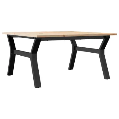 vidaXL Klubska mizica Y okvir 80x80x45 cm trdna borovina jeklo