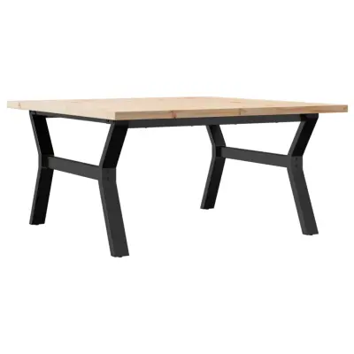 vidaXL Klubska mizica Y okvir 90x90x45,5 cm trdna borovina jeklo