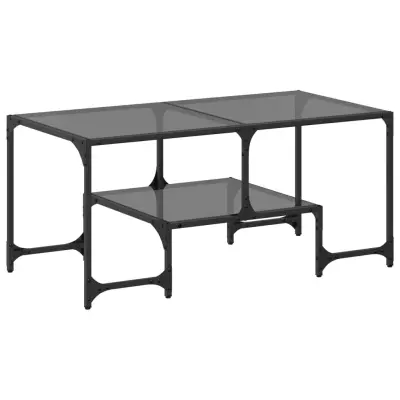 vidaXL Klubska mizica s črno stekleno površino 98,5x50x45 cm jeklo
