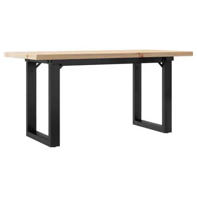vidaXL Klubska mizica O okvir 90x40x45,5 cm trdna borovina jeklo