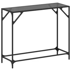 vidaXL Konzolna mizica s črno stekleno površino 98x35x81 cm jeklo