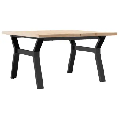vidaXL Klubska mizica Y okvir 80x80x45,5 cm trdna borovina jeklo