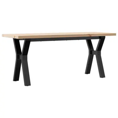 vidaXL Klubska mizica Y okvir 110x40x45,5cm trdna borovina jeklo