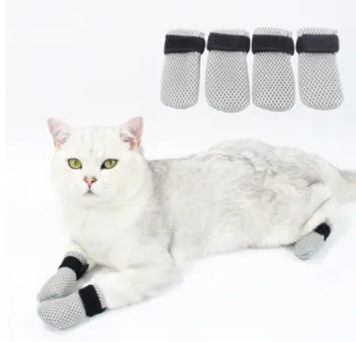 Paket 4 mehkih nogavic proti praskam za hišne ljubljenčke Gray S