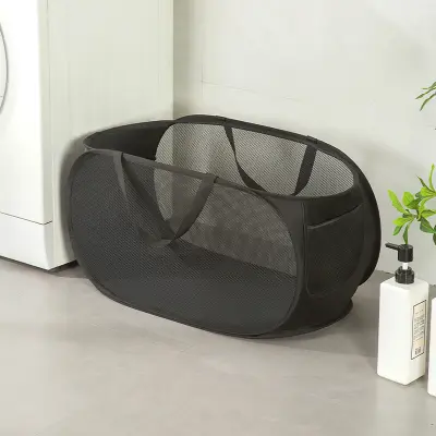 Zložljiva košara za perilo z ročaji Black