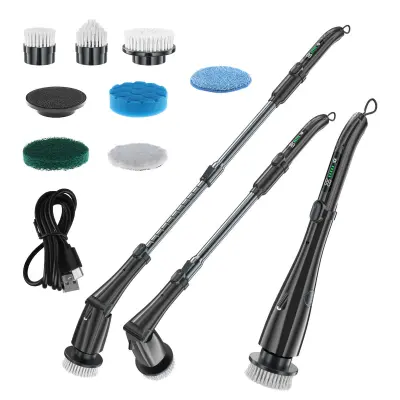 Komplet električnih čistilnih krtač z dolgim ročajem Black