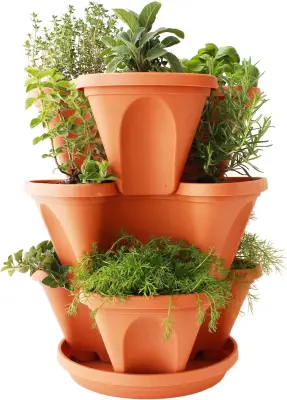 Po višini zložljivi lonci za rože (3x kosi) | PLANTUP Opečnata