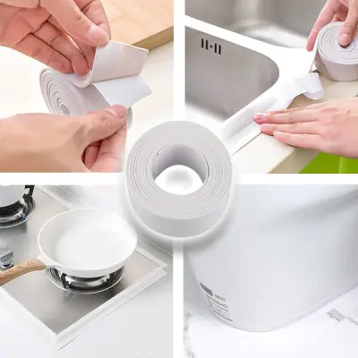 Profesionalni samolepilni tesnilni trak za kopalnice kuhinje kad tuš kabino - zaščitni vodotesni silikonski trak - FILLIN (bela barva)
