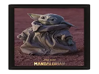 Gamesland the Mandalorian Grogu 3D lentikularni okvir - Pravi gibanje in globinski učinek - Premium Uradno licencirana dekoracija - 10 "x 8"