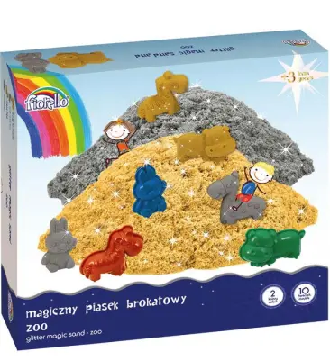 Magični pesek z bleščicami: ZOO,1000g, modelčki