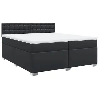 vidaXL Box spring postelja z vzmetnico črna 200x200 cm umetno usnje