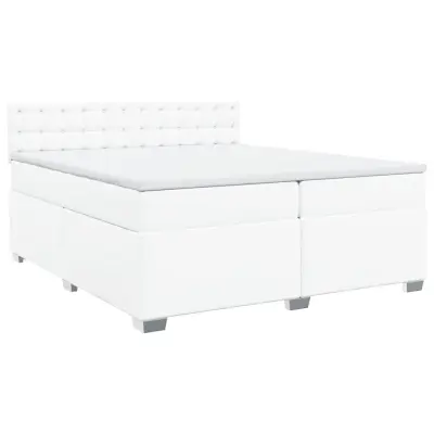 vidaXL Box spring postelja z vzmetnico bela 200x200 cm umetno usnje