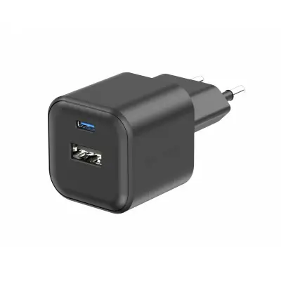 SWISSTEN HIŠNI POLNILEC GAN 1xUSB-C 20W PD,1xUSB-A 18W