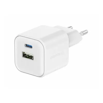 Polnilec SWISSTEN GaN 1x USB-C 20W PD,1x USB-A 18W, bel