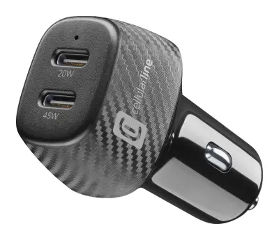 CELLULARLINE PD 45W + 20W, črn avtopolnilec