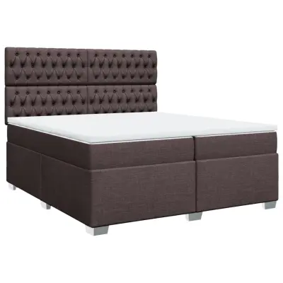 vidaXL Box spring postelja z vzmetnico temno rjav 200x200 cm blago