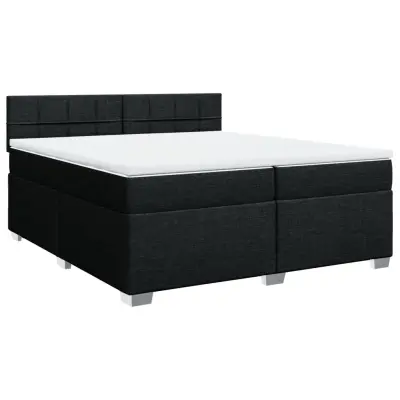 vidaXL Box spring postelja z vzmetnico črn 200x200 cm blago