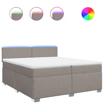 vidaXL Box spring postelja z vzmetnico taupe 200x200 cm blago