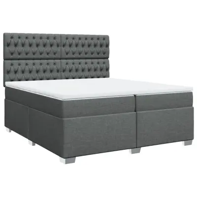 vidaXL Box spring postelja z vzmetnico temno siva 200x200 cm blago