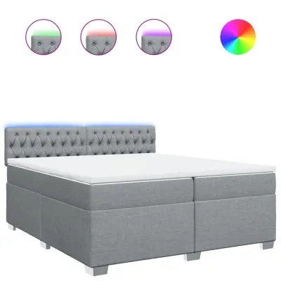 vidaXL Box spring postelja z vzmetnico svetlo siva 200x200 cm blago