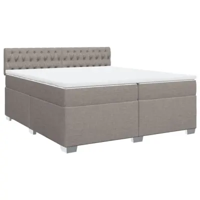 vidaXL Box spring postelja z vzmetnico taupe 200x200 cm blago