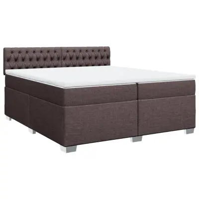vidaXL Box spring postelja z vzmetnico temno rjav 200x200 cm blago