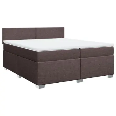 vidaXL Box spring postelja z vzmetnico temno rjav 200x200 cm blago