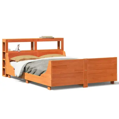 vidaXL Posteljni okvir brez vzmetnice vošč. rjav 150x200 cm borovina