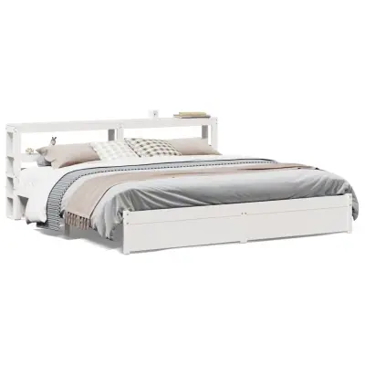 vidaXL Posteljni okvir z vzglavjem brez vzmetnice bel 200x200 cm