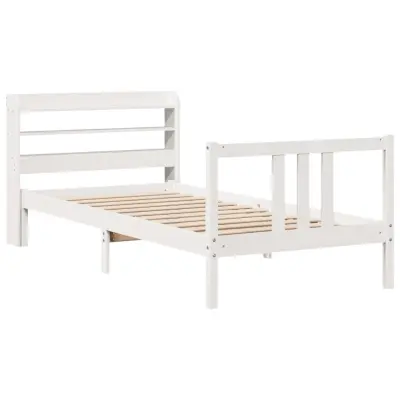 vidaXL Posteljni okvir z vzglavjem brez vzmetnice bel 90x200 cm