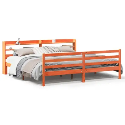 vidaXL Posteljni okvir brez vzmetnice vošč. rjav 180x200 cm borovina