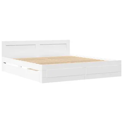 vidaXL Posteljni okvir z vzglavjem brez vzmetnice bel 200x200 cm