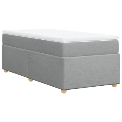 vidaXL Box spring postelja z vzmetnico svetlo siva 90x190 cm blago