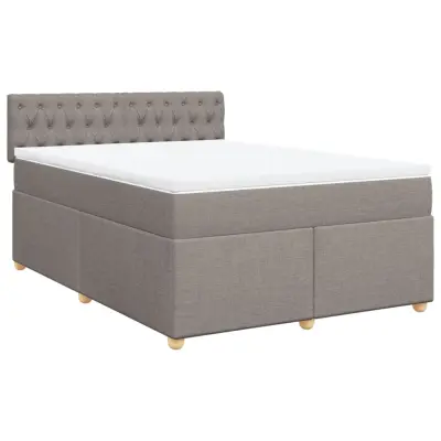 vidaXL Box spring postelja z vzmetnico taupe 140x190 cm blago