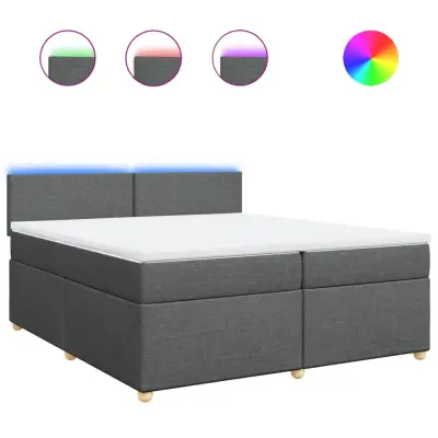 vidaXL Box spring postelja z vzmetnico temno siva 200x200 cm blago
