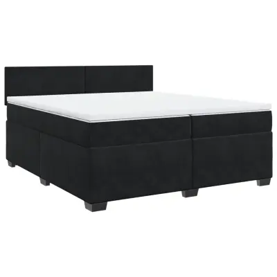 vidaXL Box spring postelja z vzmetnico črna 200x200 cm žamet
