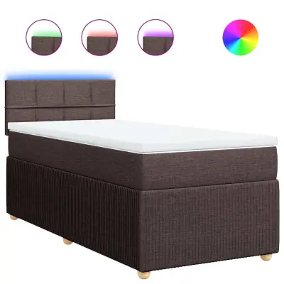 vidaXL Box spring postelja z vzmetnico temno rjava 80x200 cm blago
