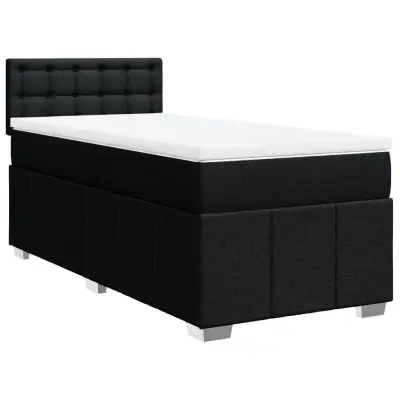 vidaXL Box spring postelja z vzmetnico črna 100x200 cm blago