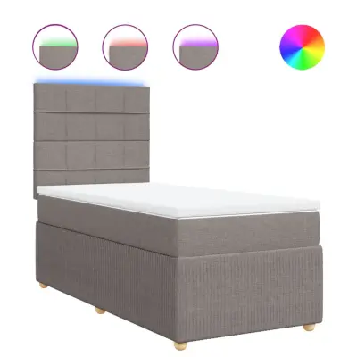 vidaXL Box spring postelja z vzmetnico taupe 90x200 cm blago