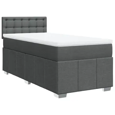 vidaXL Box spring postelja z vzmetnico temno siva 80x200 cm blago