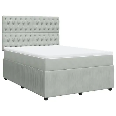 vidaXL Box spring postelja z vzmetnico svetlo siva 160x200 cm žamet