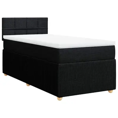 vidaXL Box spring postelja z vzmetnico črna 90x200 cm blago