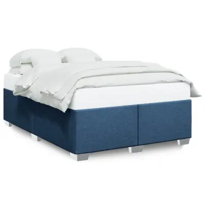 vidaXL Posteljni okvir brez vzmetnice moder 140x190 cm blago