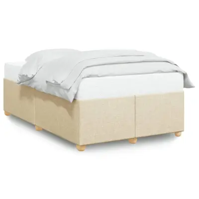 vidaXL Posteljni okvir brez vzmetnice krem 120x190 cm blago