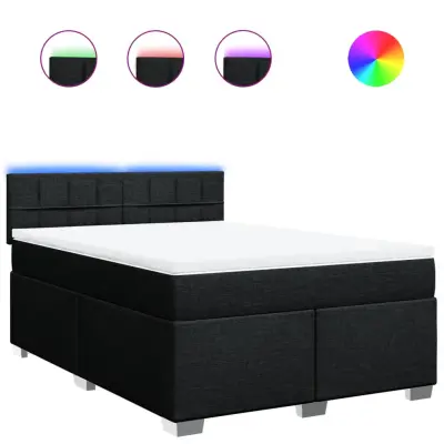 vidaXL Box spring posteljni z vzmetnico črn 140x190 cm blago