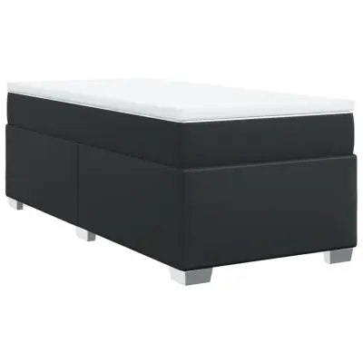 vidaXL Box spring postelja z vzmetnico črn 100x200 cm umetno usnje