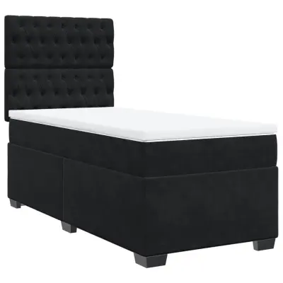 vidaXL Box spring postelja z vzmetnico črna 90x200 cm žamet