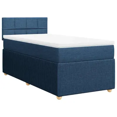 vidaXL Box spring postelja z vzmetnico modra 100x200 cm blago